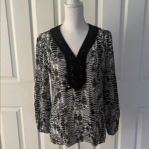 Kobi Halperin blouse Neo Collared Silk top pullover geometric